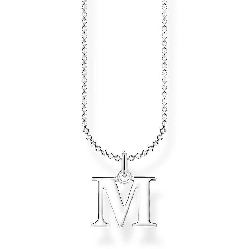 Bold Gemstone Pendant Necklaces For Special Days-Sterling Silver Thomas Sabo Charm Club Inital M Necklace 38-45cm