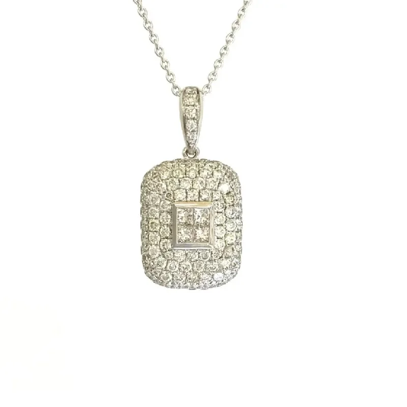 Bold Gemstone Necklaces For Special Occasions-White Gold Rectangular Shaped Diamond Necklace