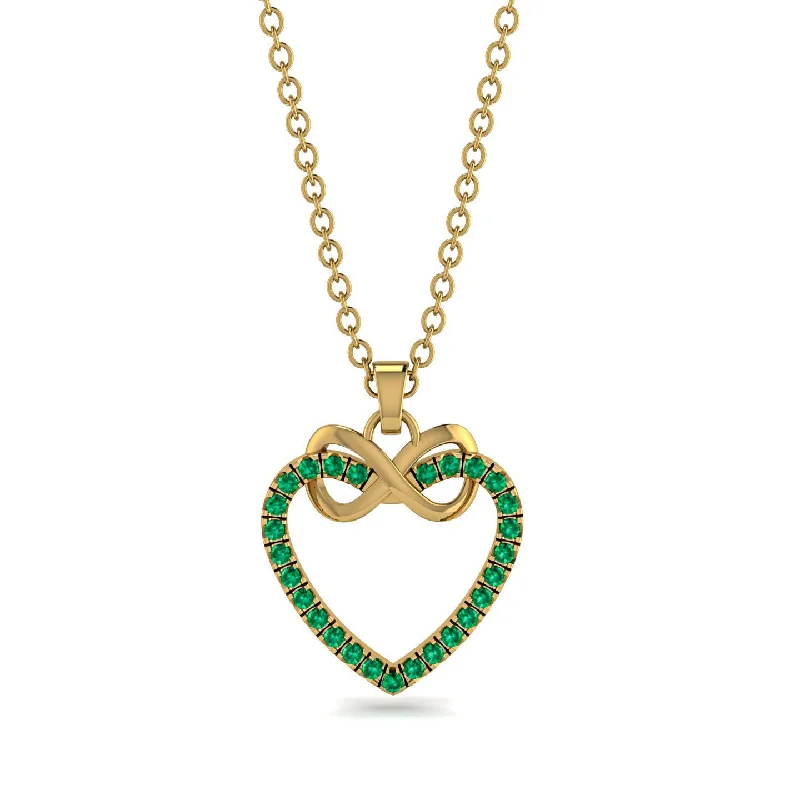 Customizable Charm Necklaces For Personalized Jewelry-Infinity Heart Emerald Necklace - Mollie No. 4