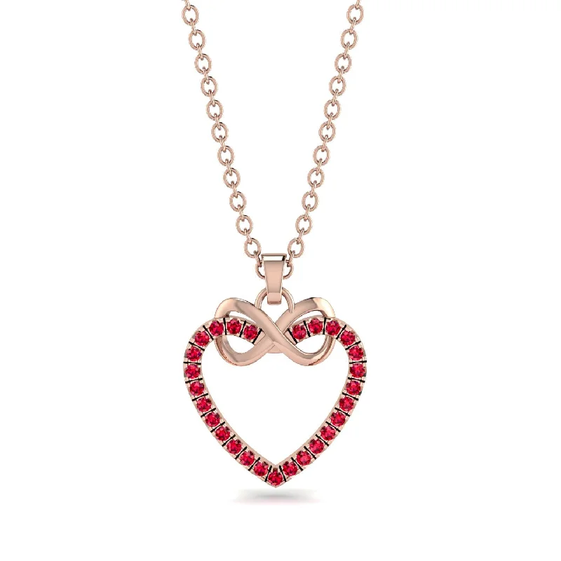 Beautiful Choker Necklaces For Fashion Statements-Infinity Heart Ruby Necklace - Mollie No. 11