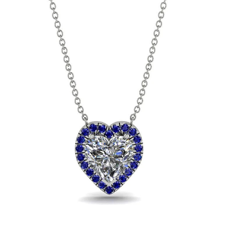 Custom Birthstone Chain Necklaces For Personalized Jewelry-4.7Ct Diamond Halo Heart Necklace - Jaylene No. 63