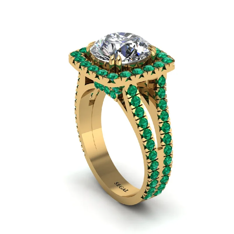 Fashionable Stackable Gemstone Rings For Trendy Looks-Diamond Pave Split Shank Engagement Ring - Averie No. 16