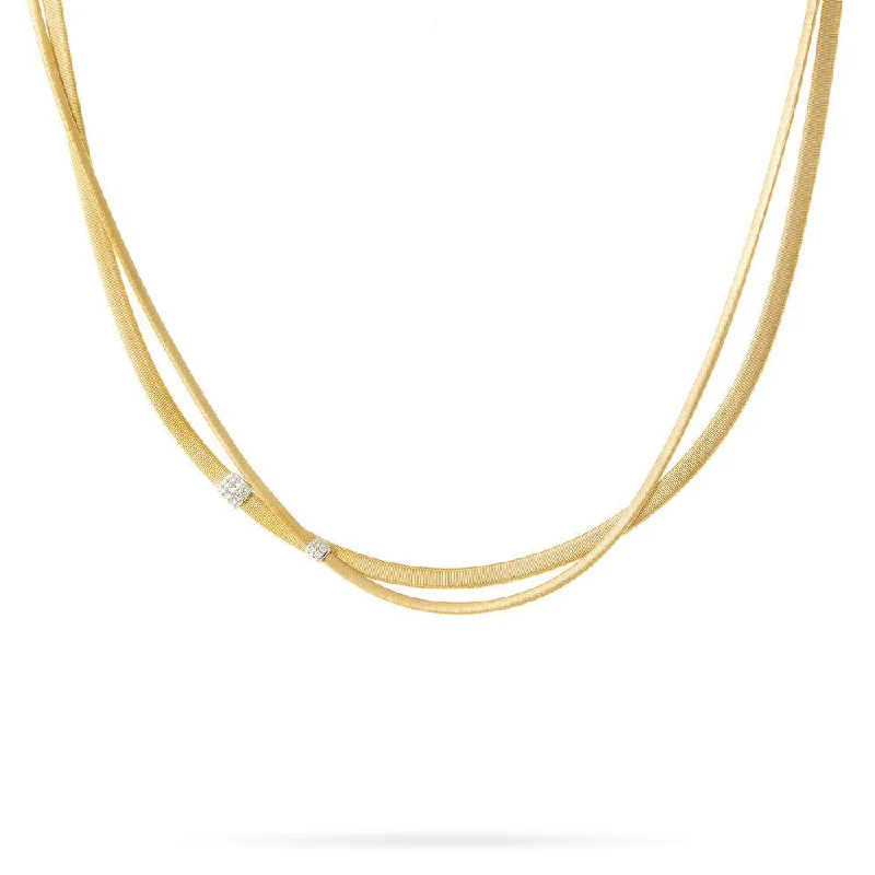 Dainty Crystal Necklaces For Casual Chic-Marco Bicego 18k Yellow Gold Two-Strand Masai Necklace with Diamonds CG732 B YW