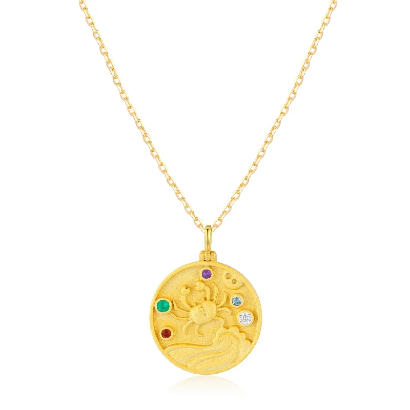 Bold Multi-Chain Necklaces For Fashion Statements-Cancer Zodiac Mantra Necklace