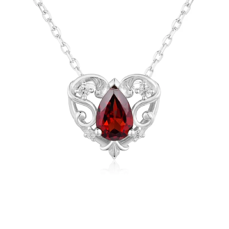 Gorgeous Chain Necklaces For Formal Occasions-Rosy Heart Mozambique Garnet Necklace