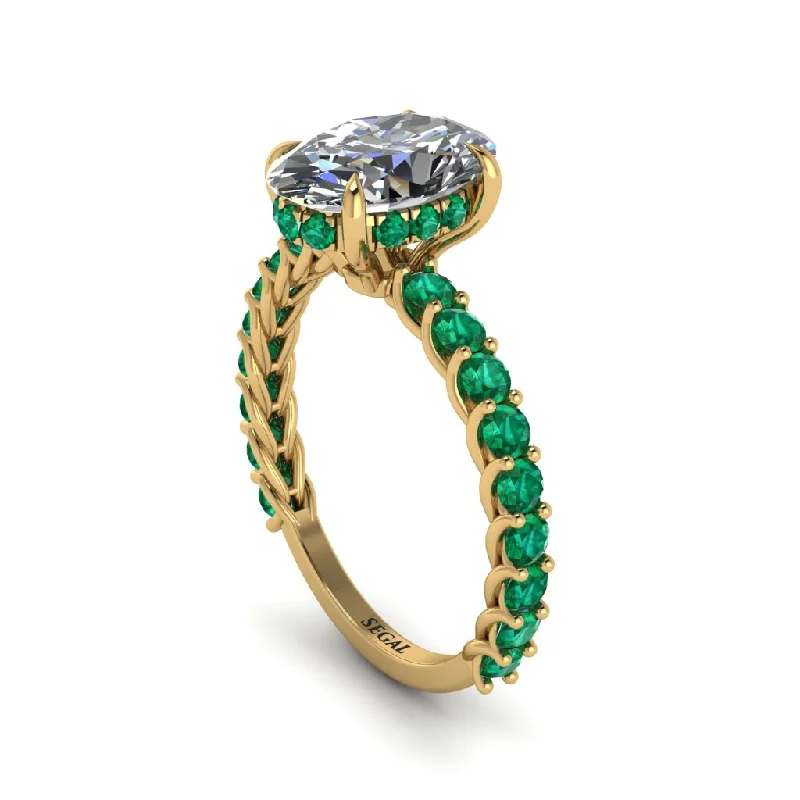 Beautiful Emerald Rings For Engagement-Oval-Cut Halo Diamond Timeless Elegance Engagement Ring - Kelsey No. 16