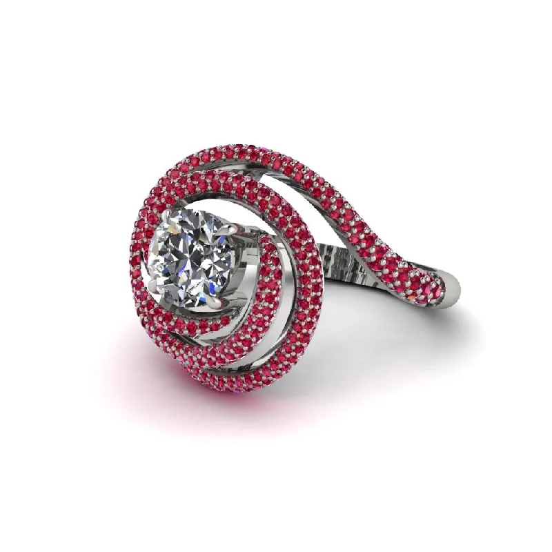 Unique Customizable Engagement Rings For Brides-Diamond Double Halo Swirling Engagement Ring - Serena No. 48