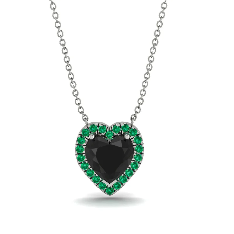 Statement Gold Chain Necklaces For Fashion Statements-4.7Ct Black Diamond Halo Heart Necklace - Jaylene No. 24