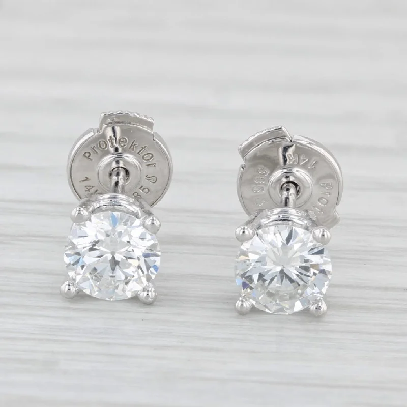 Stylish Resin Earrings For Fashionistas-New 1.06ctw Round Solitaire Stud Earrings 14k White Gold