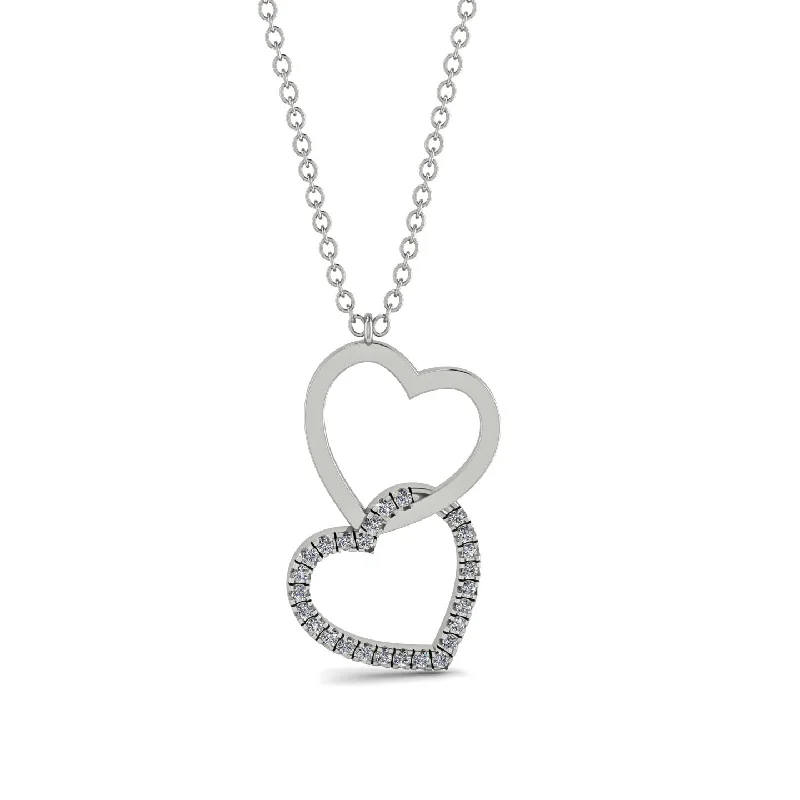 Minimalist Diamond Necklaces For Classic Style-Interlocked Hearts Diamond Necklace - Wendy No. 3