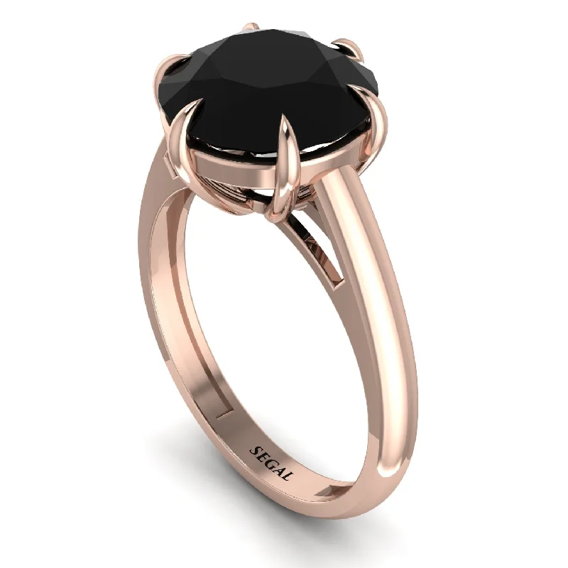 Men’s Silver Rings For Everyday Wear-Round Cut Black Diamond Solitaire Engagement Ring - Miranda No. 8