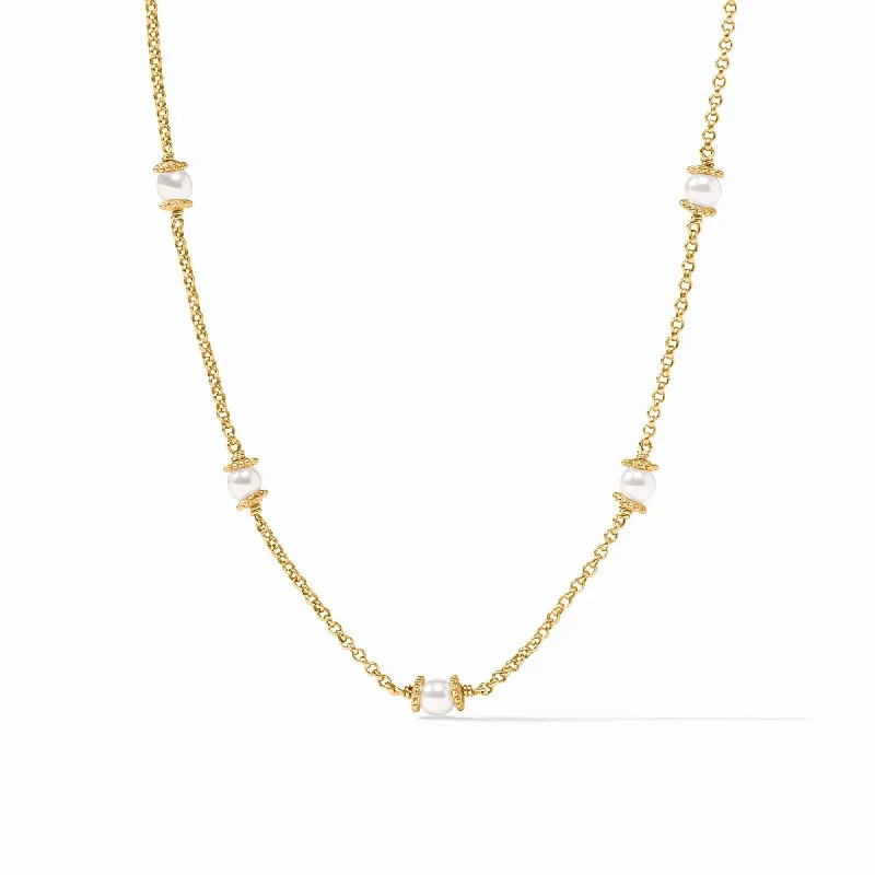 Modern Pearl Necklaces For Wedding Jewelry-Pearl Hydra Delicate Station Necklace