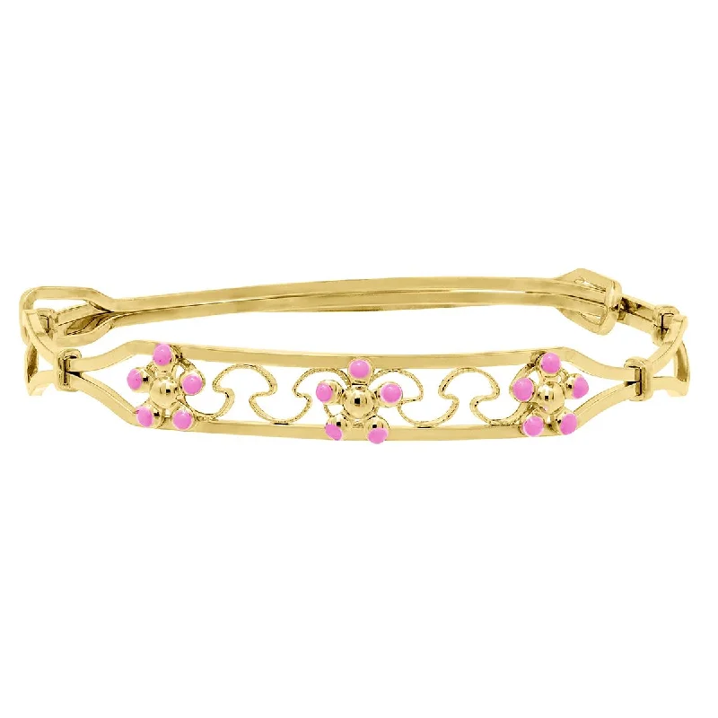 Bangles With Star Designs-GOLD FILLED CHILDREN'S FLOWER BANGLE BRACELET