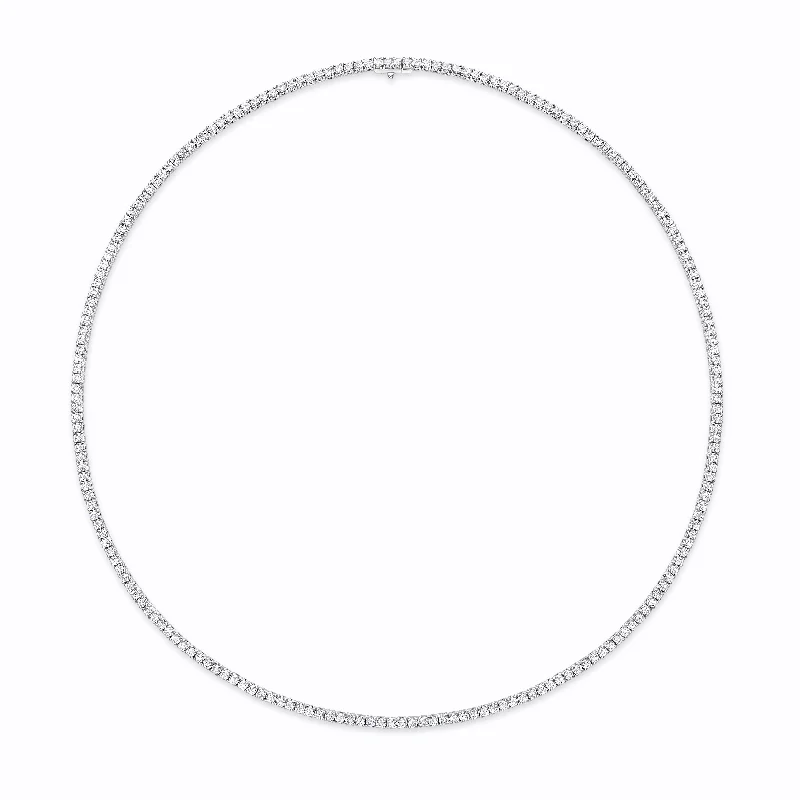 Classic Gold Necklaces For Everyday Style-Memoire 18k White Gold Eternity Diamond Tennis Necklace