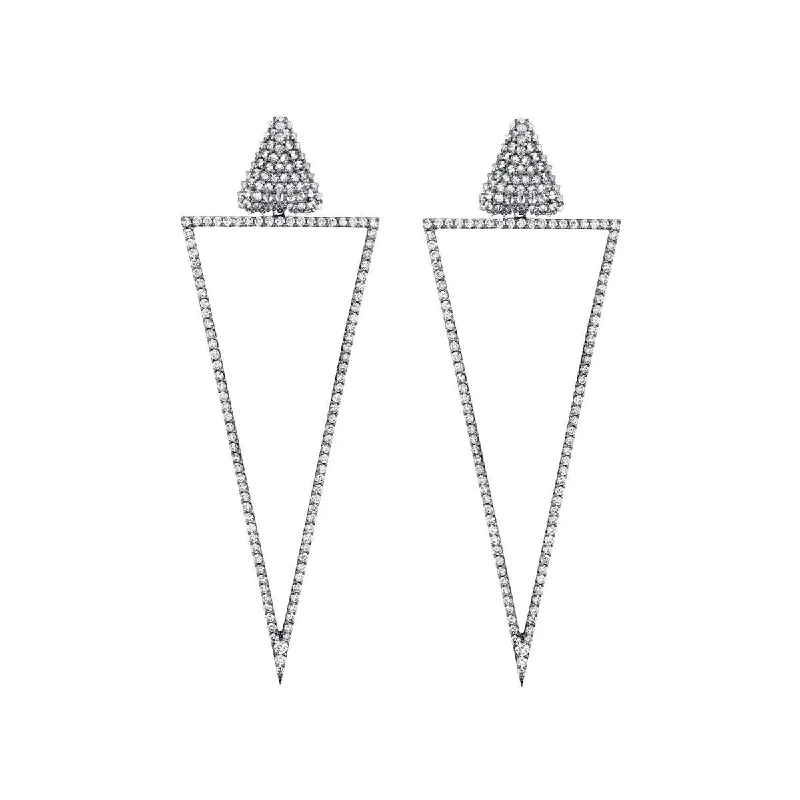 Classic Stud Earrings For Elegant Simplicity-18K Diamond and Triangle Shaped Earrings