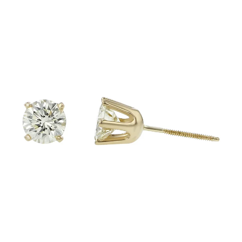 Statement Earrings For Fashionistas-14K Yellow Gold Brilliant Diamond Stud Earrings