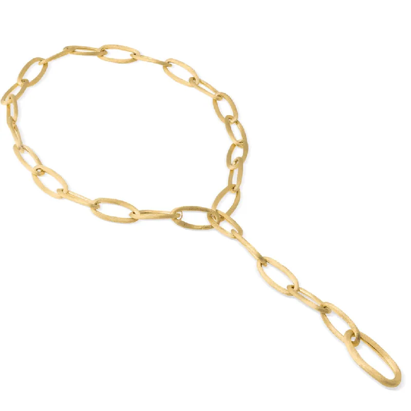 Layered Pearl Necklaces For Bridal Fashion-Pre-owned Marco Bicego Jaipur Link Collection 18K Yellow Gold Oval Link Convertible Lariat Necklace