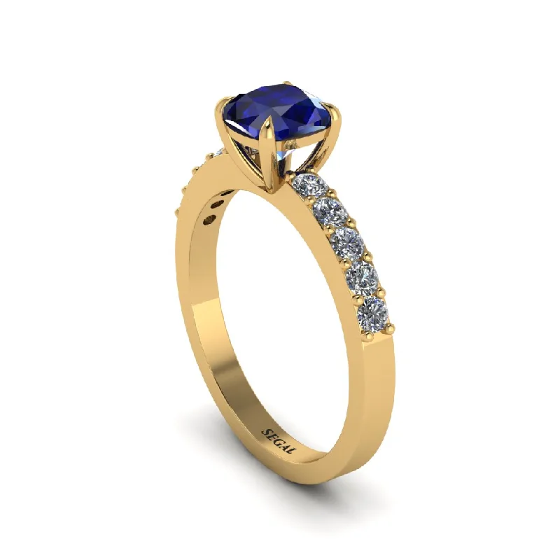 Unique Stackable Rings For Custom Jewelry-Cushion-Cut Sapphire Classic Elegance Engagement Ring - Demi No. 13