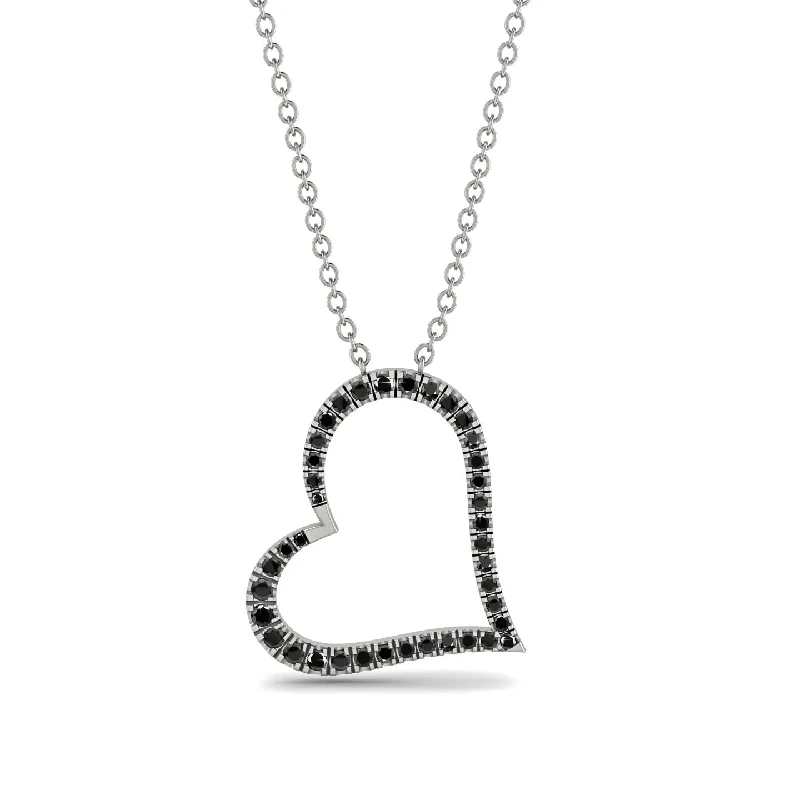 Personalized Crystal Necklaces For Custom Gifts-Black Diamond Heart Necklace - Claudia No. 9