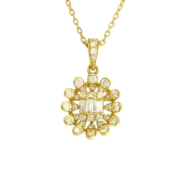 Unique Resin Bead Necklaces For Playful Looks-Yellow Gold Floral Shape Diamond Necklace