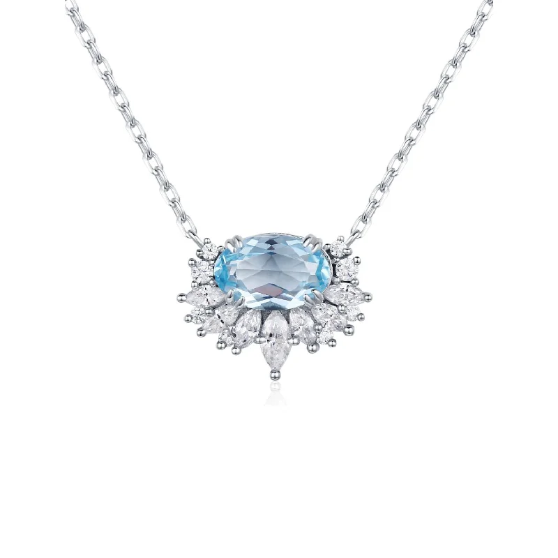 Minimalist Silver Chain Necklaces For Subtle Elegance-Twilight Star Sky Blue Topaz Necklace