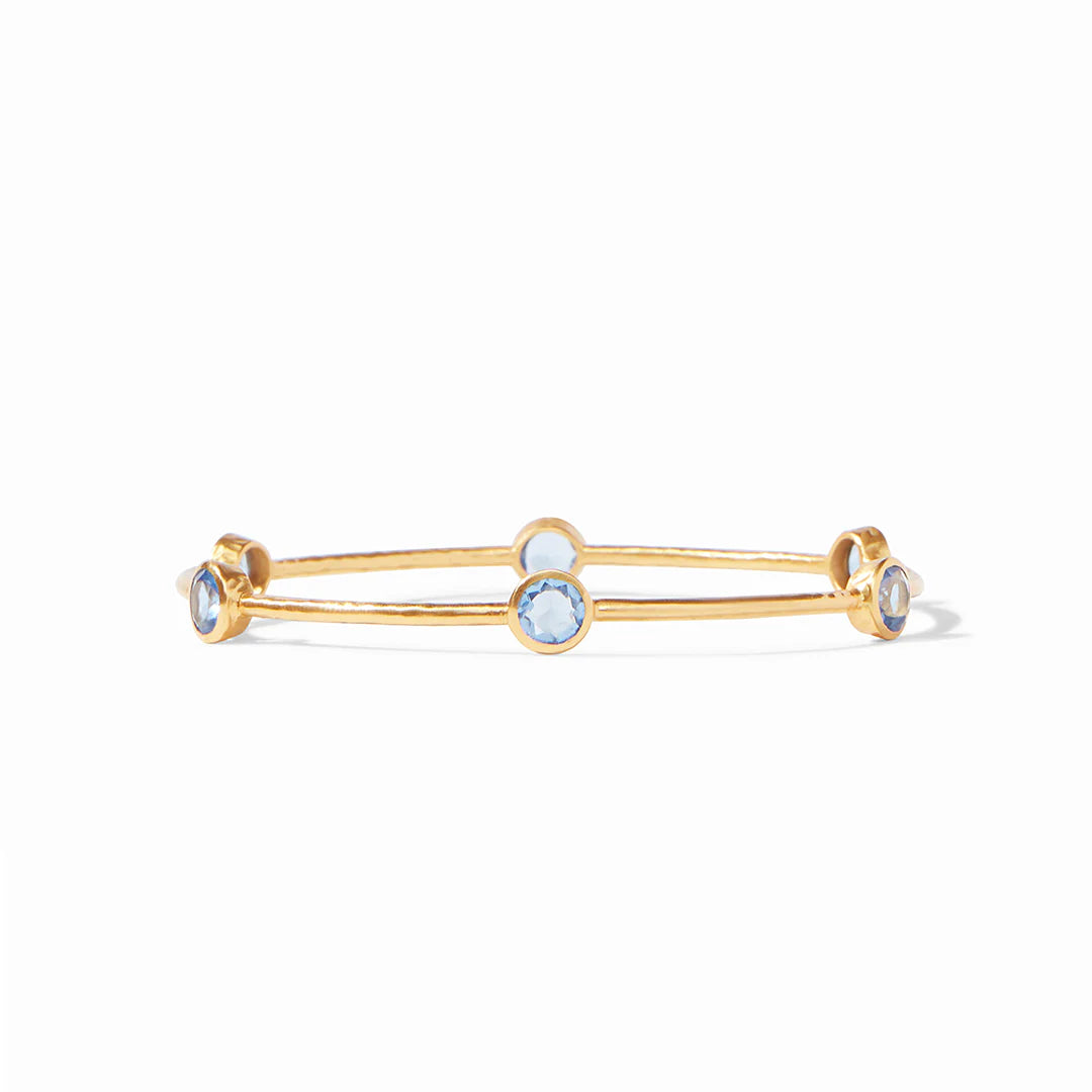 Bangles With Artistic Flare-Julie Vos Milano Bangle Bracelet with Chalcedony Blue Stations