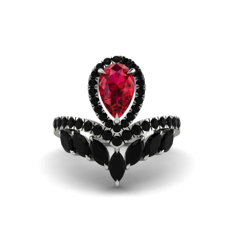 Bold Statement Rings For Fashionistas-Ruby Crown Radiance Engagement Ring - Aviana No. 42