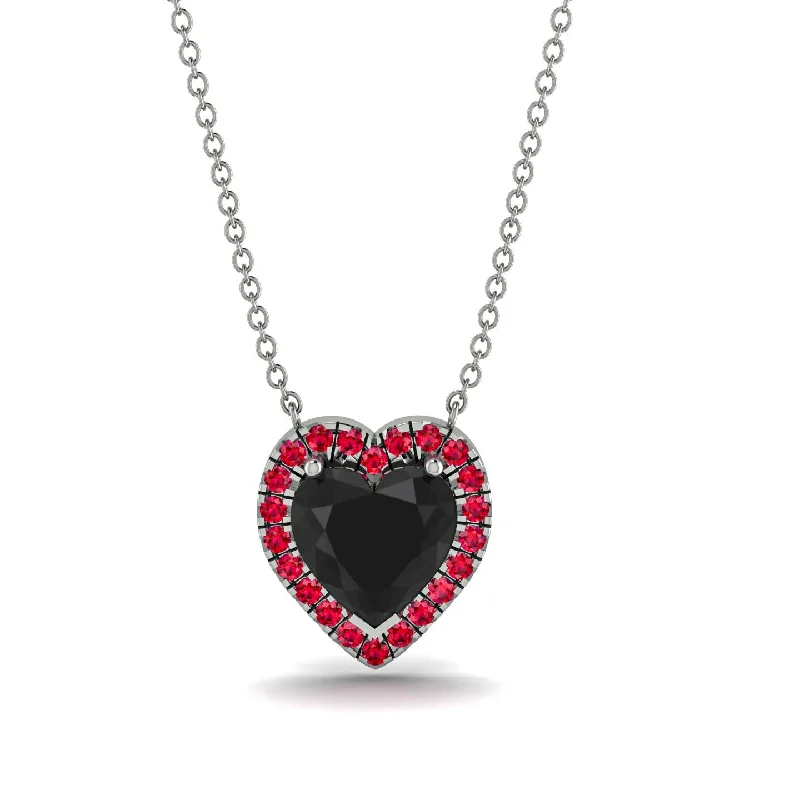 Stunning Gold Pendant Necklaces For Glamour-4.7Ct Black Diamond Halo Heart Necklace - Jaylene No. 54