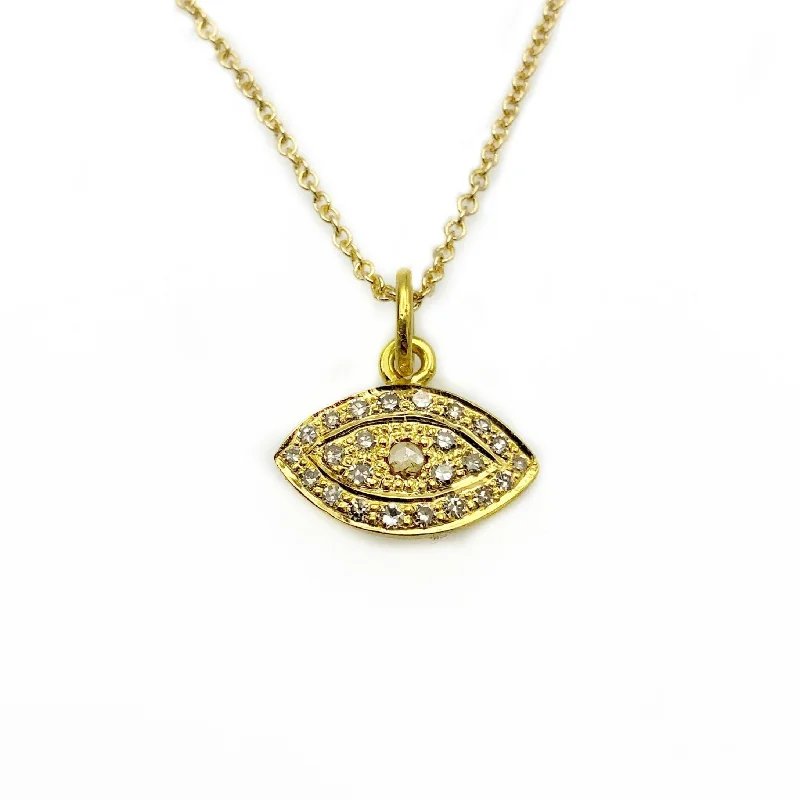 Classic Pearl Bar Necklaces For Timeless Elegance-Evil Eye//Eye of Horus 18K Diamond Pendant