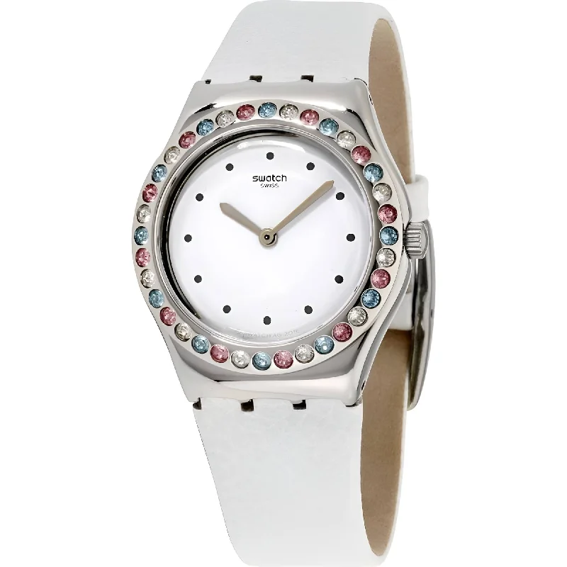 Watches With Unique Styles-Swatch Women's Watch - Irony After Dinner White Dial Silicone Rubber Strap | YLS201