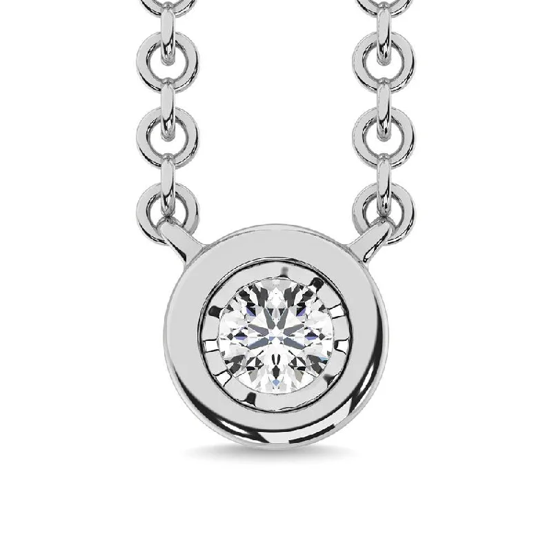 Bold Chain Necklaces For Special Events-Diamond 1/20 Ct.Tw. Solitaire Necklace in 10K White Gold