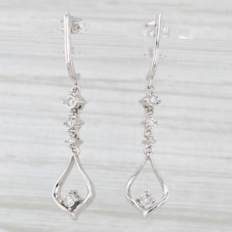 Designer Earrings For Fashionable Style-Diamond Dangle J-Hook Earrings 10k White Gold Teardrop