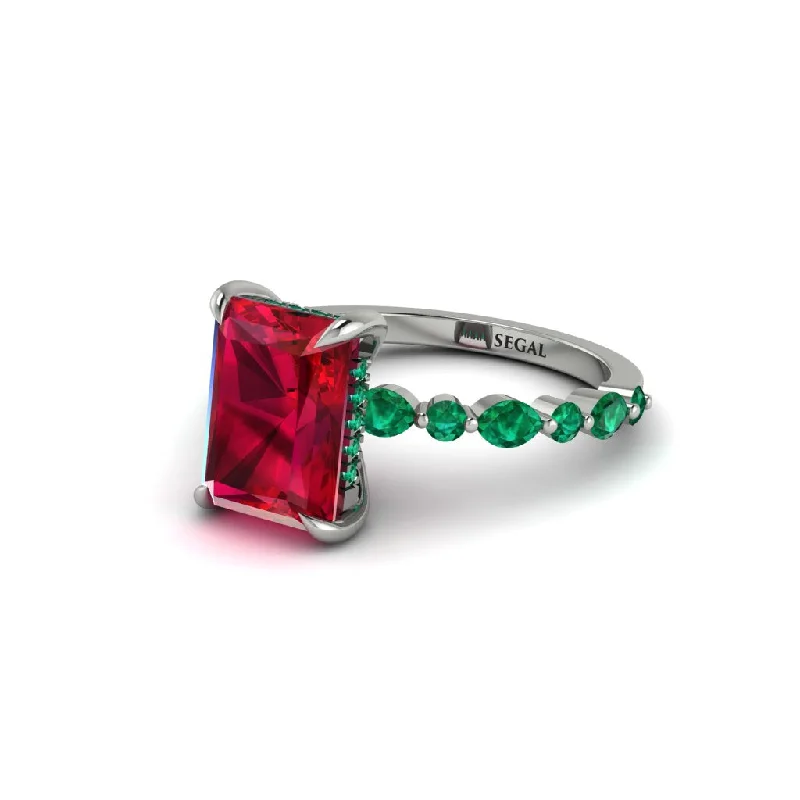 Custom Silver Engagement Rings For Brides-Radiant-Cut Ruby Eternal Radiance Engagement Ring - Skye No. 27