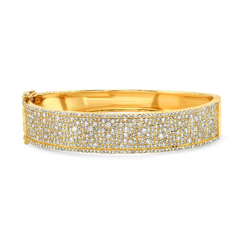 Bangles With White Gold Plating-THICK DIAMOND BANGLE, GOLD