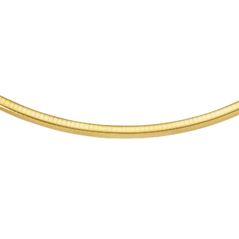 Bracelets With Star Designs-14kt 7" Yellow Gold 6.0mm Diamond Cut Classic Omega Bracelet with Box Catch OMD6-07