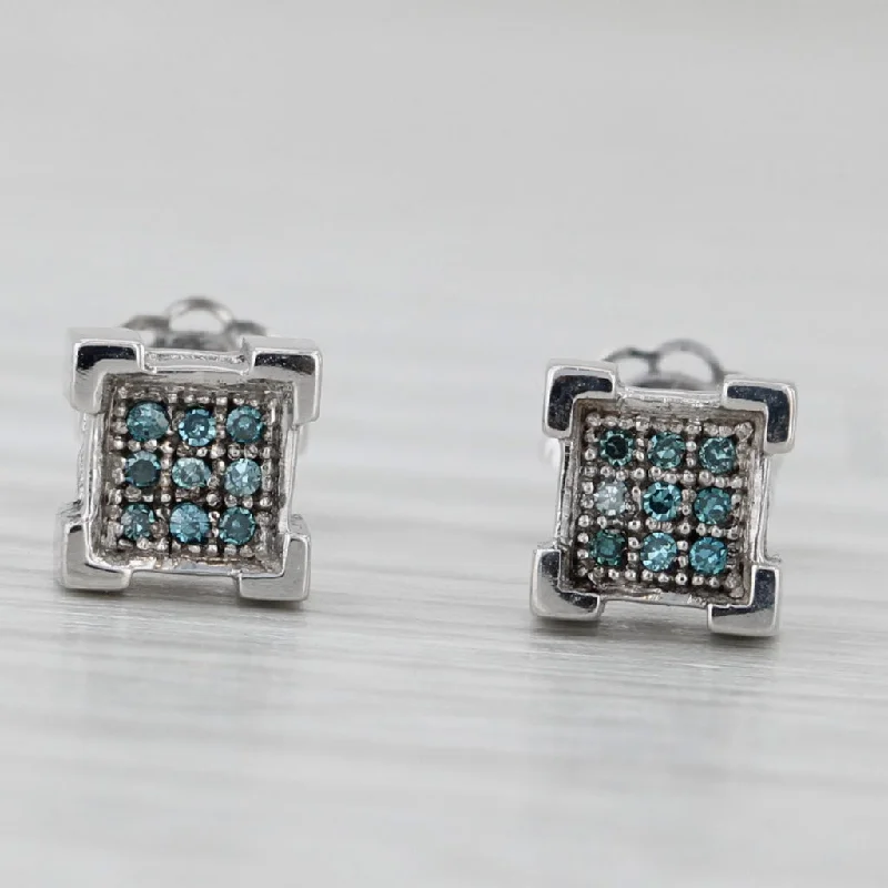 Butterfly Earrings For Spring Looks-Blue Diamond Stud Earrings 14k White Gold