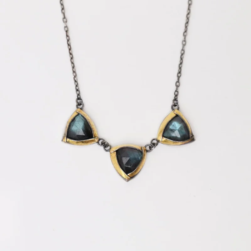 Trendy Gold Pendant Necklaces For Bold Fashion-Labradorite Petite Triple Fold Necklace