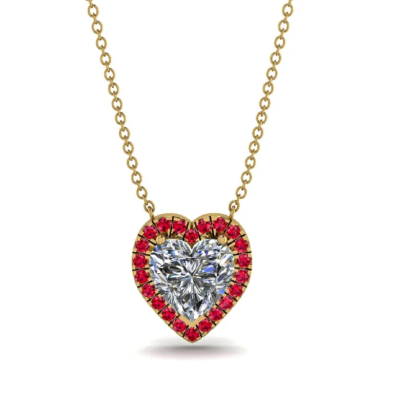 Classic Crystal Necklace For Bridal Jewelry-4.7Ct Diamond Halo Heart Necklace - Jaylene No. 46