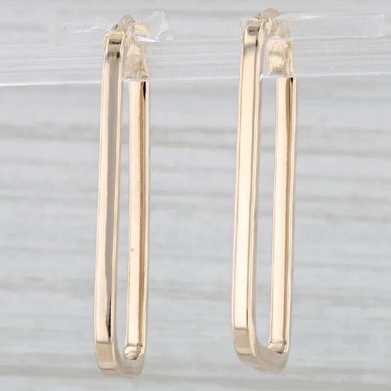 Artistic Earrings For Creative Looks-Rectangle Hoop Earrings 14k Yellow Gold Snap Top Hoops