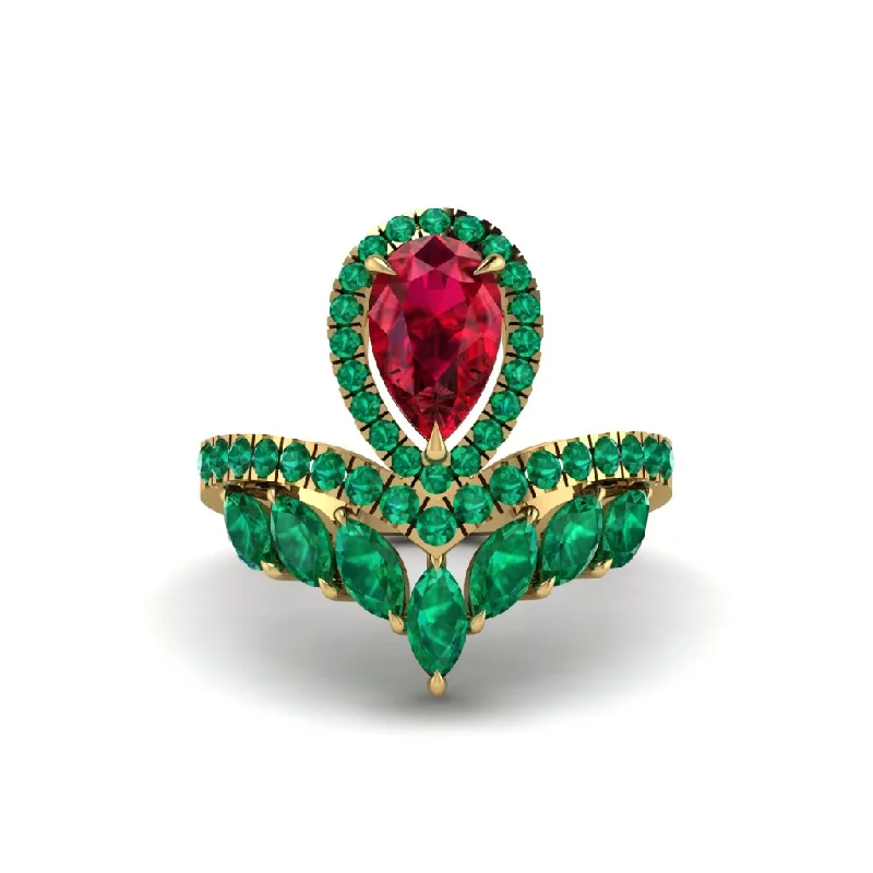 Stunning Emerald Rings For Engagement-Ruby Crown Radiance Engagement Ring - Aviana No. 25