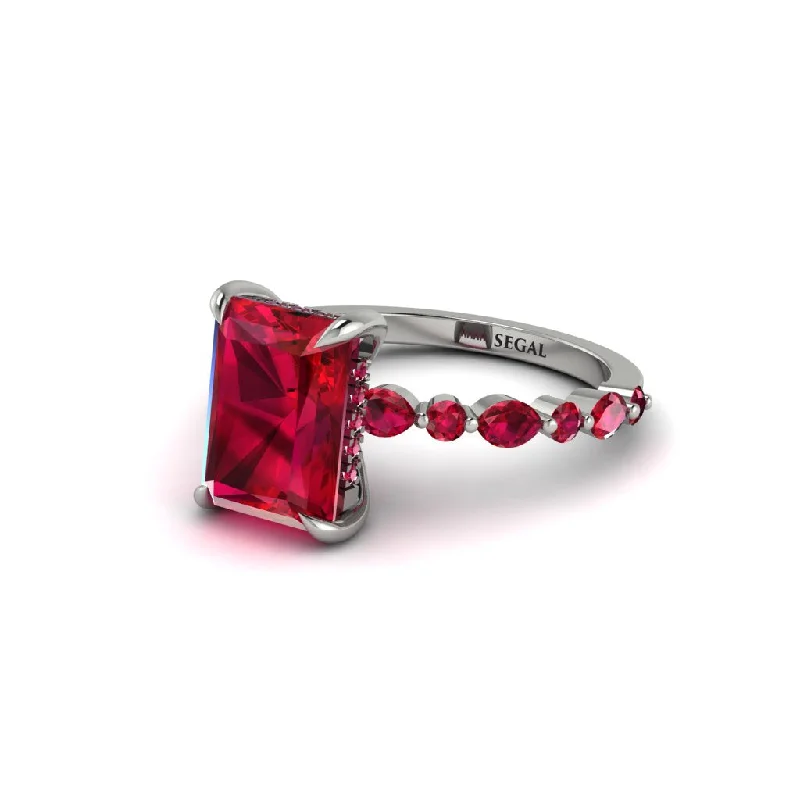 Custom Name Rings For Personalized Jewelry-Radiant-Cut Ruby Eternal Radiance Engagement Ring - Skye No. 57