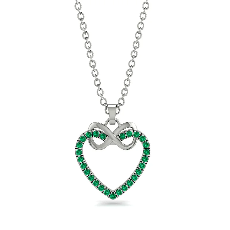 Beautiful Pearl Necklaces For Wedding Jewelry-Infinity Heart Emerald Necklace - Mollie No. 6