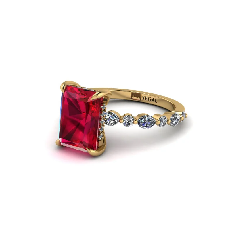 Simple Promise Rings For Couples-Radiant-Cut Ruby Eternal Radiance Engagement Ring - Skye No. 10