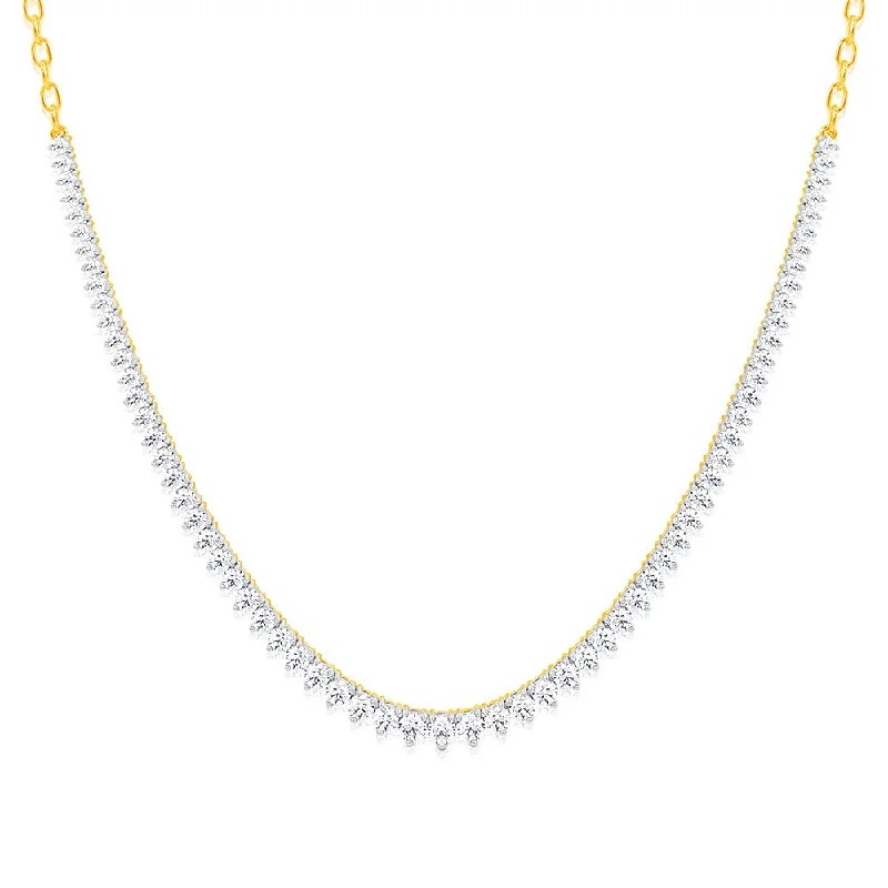 Statement Resin Necklaces For Bold Fashion-Luminesce Lab Grown 10ct Yellow Gold Tennis Necklace in 5Carat Diamond