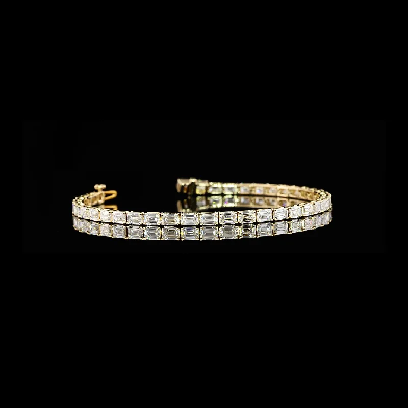 Bracelets With Intricate Patterns-14K Yellow Gold Lab Grown Diamond Tennis Bracelet BC1015