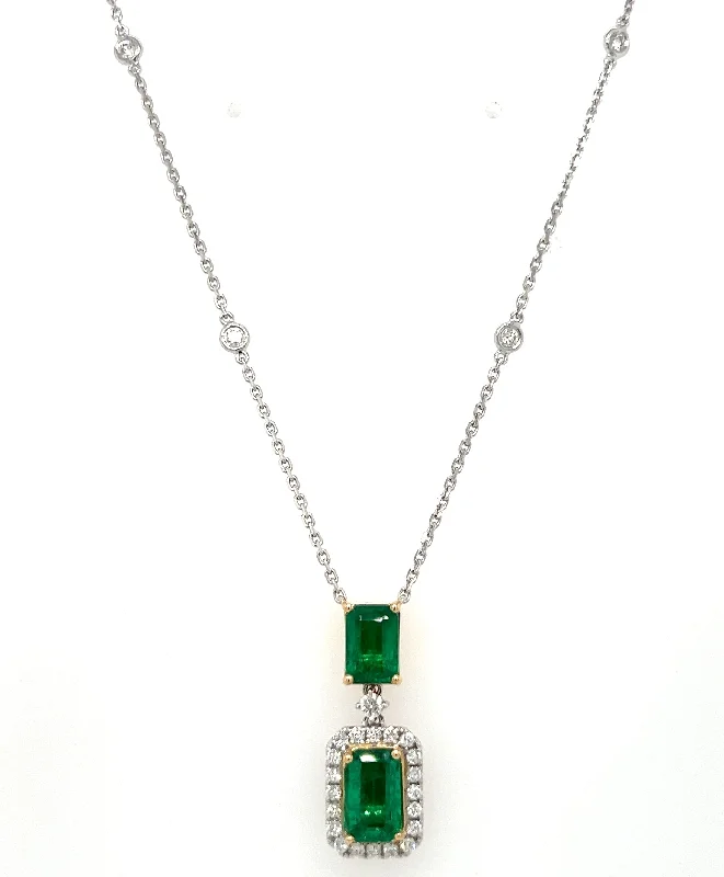 Stunning Resin Pendant Necklaces For Bold Look-18k White/Yellow Gold Accented Emerald & Diamond Fashion Necklace