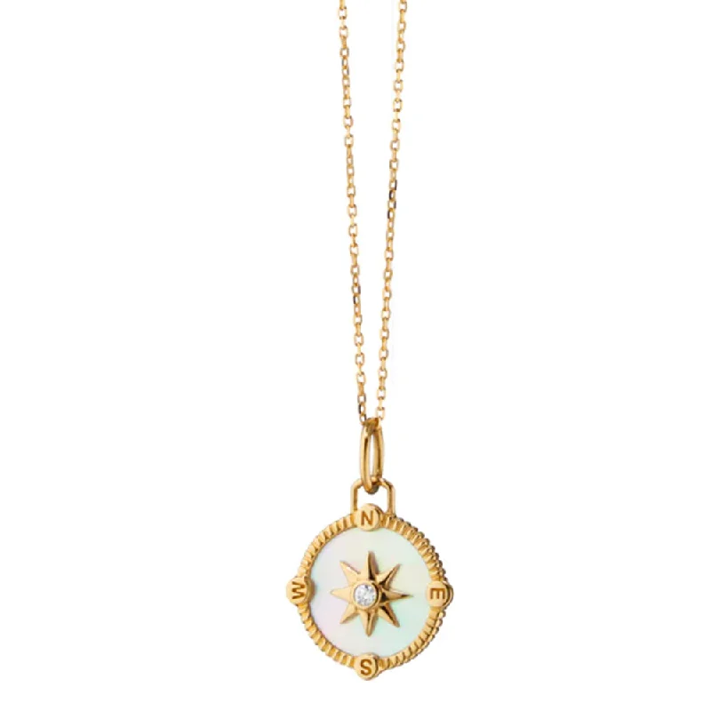 Trendy Gemstone Necklaces For Fashionistas-Monica Rich Kosann 18k Gold Mini Adventure Compass Charm Necklace