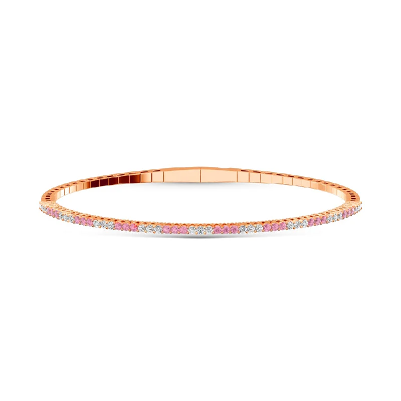 Bangles For Statement Jewelry-14K Rose Gold Lab Grown White and Pink Diamond 1 Ct.Tw. Flexi Bangle