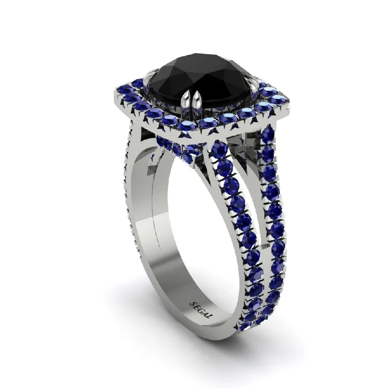 Elegant Sapphire Rings For Engagement-Black Diamond Pave Split Shank Engagement Ring - Averie No. 69