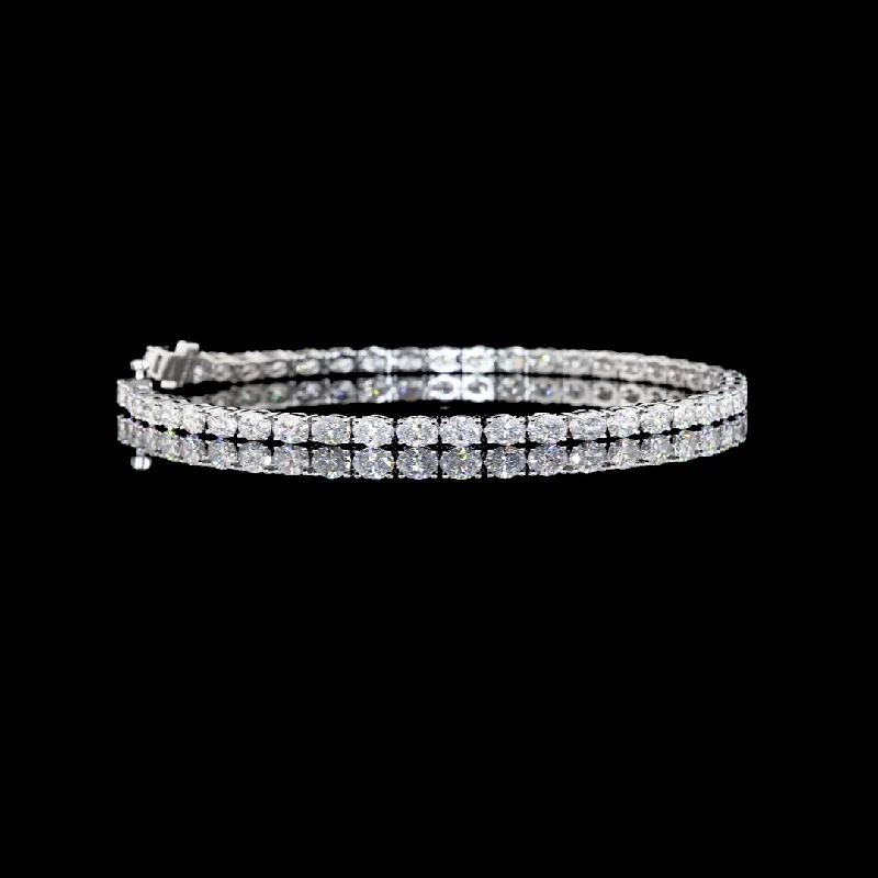 Bracelets For Bridal Gifts-14K White Gold Lab Grown Oval Diamond Tennis Bracelet BC1389